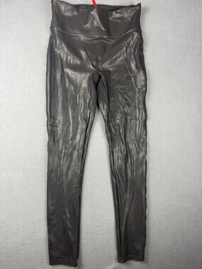 Spanx Leggings Womens Size XL Black Faux Leather Moto Pull On Biker Pants